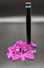 Load image into Gallery viewer, VapeNprop Dragonfly DUO upright vape stand holder for vape pens and cartridges
Purple Dragonfly VapeNprop vape pen holder accessory with dual holders
Dragonfly DUO vape cartridge holder keeping vape pens upright