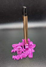 Load image into Gallery viewer, VapeNprop Dragonfly DUO upright vape stand holder for vape pens and cartridges
Purple Dragonfly VapeNprop vape pen holder accessory with dual holders
Dragonfly DUO vape cartridge holder keeping vape pens upright